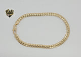 (1-0028) Gold Laminate - 6mm Curb Link Anklet - 10" - BGO