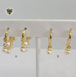 (1-2679-E) Gold Laminate - Pearl Hoops - BGO - Fantasy World Jewelry
