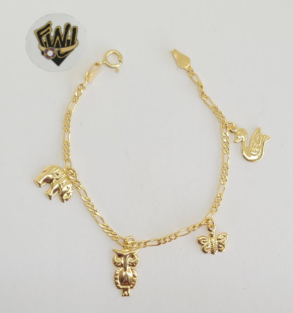 (1-0980) Gold Laminate -2mm Figaro Link Baby Bracelet - 5