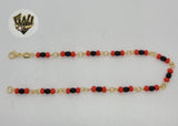 (1-0120) Gold Laminate - 4mm Azabache Link Anklet - 10" - BGF - Fantasy World Jewelry
