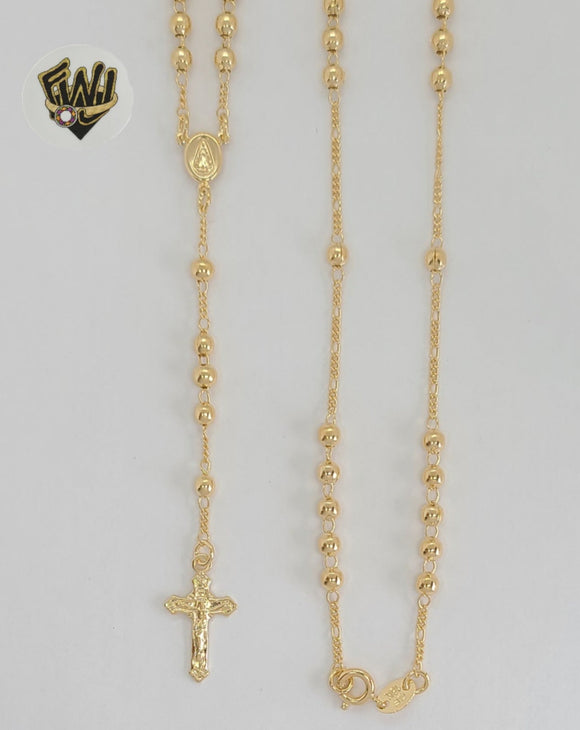 (1-3319) Laminado de Oro - Collar Rosario Nuestra Señora de la Caridad de 3 mm - 22