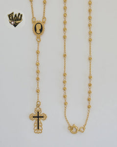 (1-3306) Gold Laminate - 2.5mm Mary Virgin Rosary Necklace - 18" - BGO