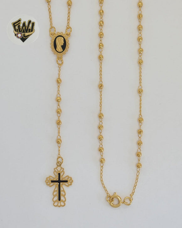 (1-3306) Gold Laminate - 2.5mm Mary Virgin Rosary Necklace - 18