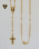 (1-3352) Gold Laminate - 2.5mm Mary Virgin Rosary Necklace - 18" - BGO