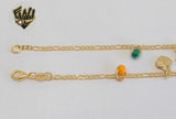 (1-0264) Gold Laminate - 2mm Figaro Anklet w/Charms - 10" - BGO - Fantasy World Jewelry