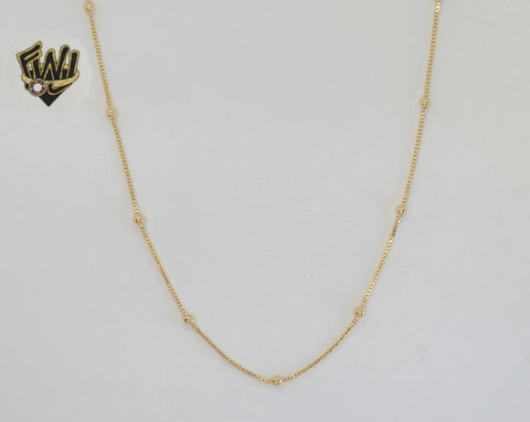 (1-1579) Gold Laminate -2.5mm Beads Box Link Chain - BGF