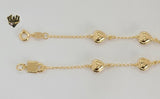 (1-0497) Gold Laminate - 1mm Link Bracelet with hearts- 7.5" - BGF - Fantasy World Jewelry