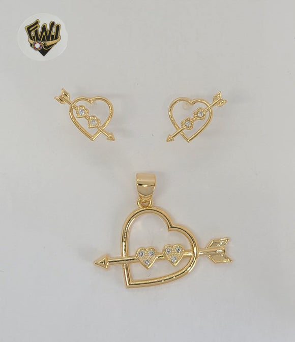 (1-6052-2) Laminado Oro - Conjunto Circón Corazón - BGF