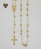 (4-6001) Stainless Steel - 4mm Mary Virgin Rosary Necklace - 20".