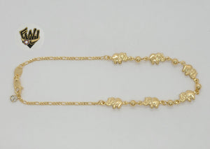(1-0093) Gold Laminate - 2mm Elephant and Balls Anklet - 10" - BGF - Fantasy World Jewelry