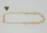 (1-0093) Gold Laminate - 2mm Elephant and Balls Anklet - 10" - BGF - Fantasy World Jewelry