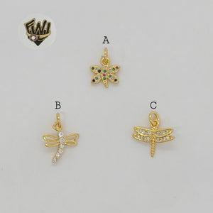 (1-2097) Gold Laminate - Dragon Fly Pendants - BGO