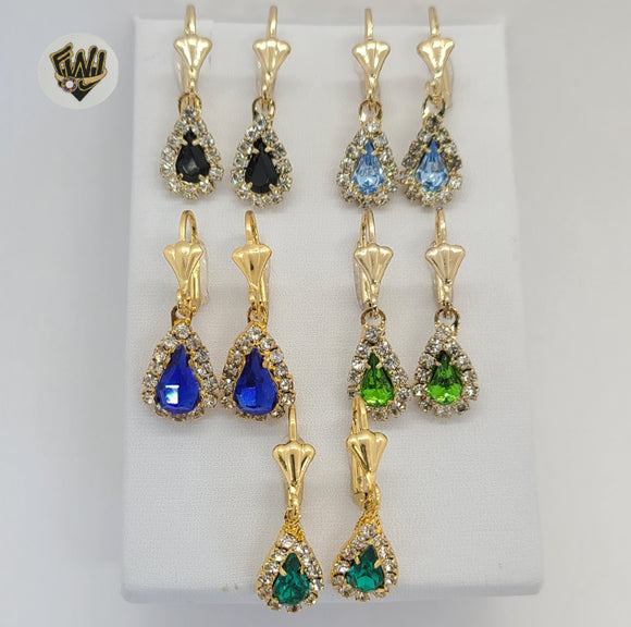 (1-1181) Gold Laminate - Zircon Earrings - BGF - Fantasy World Jewelry