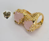 (1-3135) Gold Laminate - Pink Stone  Ring - BGO - Fantasy World Jewelry