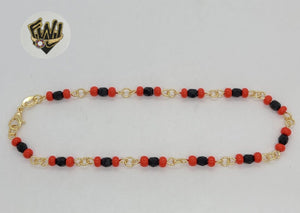 (1-0120) Gold Laminate - 4mm Azabache Link Anklet - 10" - BGF - Fantasy World Jewelry