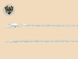 (2-0127) 925 Sterling Silver - 2.5mm Alternative Link Anklet - 10" - Fantasy World Jewelry