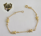 (1-0599) Gold Laminate Bracelet-1.5mm Curb Link Bracelet w/Turtles -7.5''-BGO - Fantasy World Jewelry