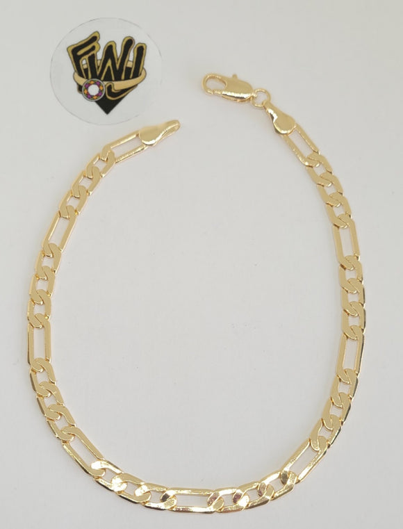 (1-60043) Gold Laminate - 4.5mm Figaro Link Men Bracelet- 8.5