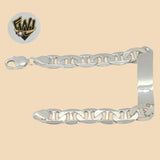 (2-0485) 925 Sterling Silver - 10mm Marine Link Plate Bracelet - 8" - Fantasy World Jewelry