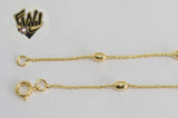 (1-0062) Gold Laminate - 1mmThin Beaded Anklet - 10''- BGO - Fantasy World Jewelry