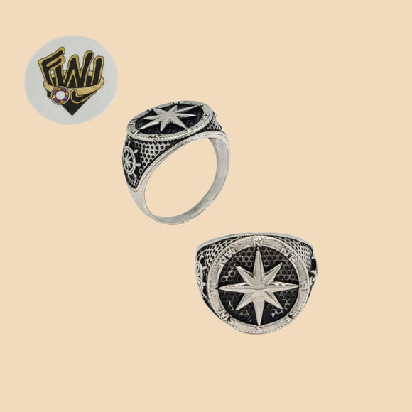 (2-5285) 925 Sterling Silver Compass Men Ring