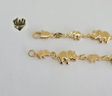 (1-0526) Gold Laminate Bracelet -10.5mm Elephant Bracelet- 7.5''-BGF - Fantasy World Jewelry