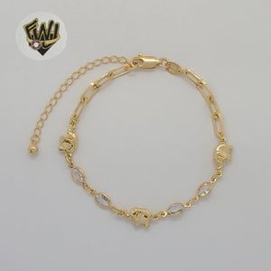 (1-0755-1) Laminado de oro - Pulsera de elefantes con eslabones de clip de papel de 4 mm - 7" - BGF