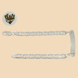 (2-0484) 925 Sterling Silver - 7mm Marine Link Plate Bracelet - 9" - Fantasy World Jewelry