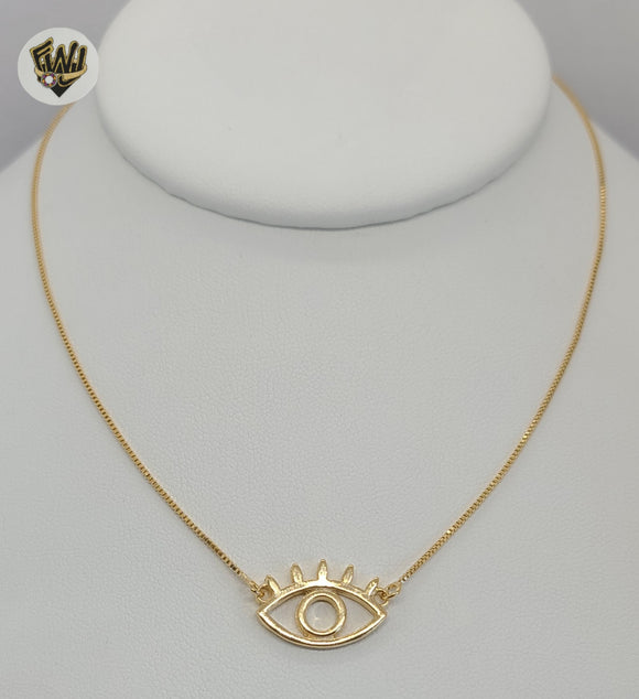 (1-6122) Gold Laminate - Eye Necklace - BGF - Fantasy World Jewelry