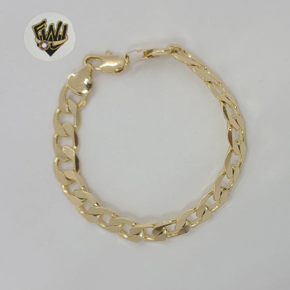(1-60038) Gold Laminate - 10mm Curb Link Men Bracelet - 8.5