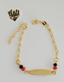 (1-0979) Gold Laminate -2.5mm Link Bracelet w/ Plate - 6.5" - BGO - Fantasy World Jewelry