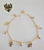 (1-0610) Gold Laminate Bracelet-2.5mm Link Bracelet w/Charms -7.5''-BGF - Fantasy World Jewelry