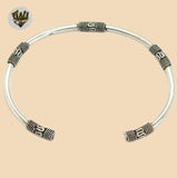 (2-0671) 925 Sterling Silver - 2.5mm Bangle with Oxidized Design - 2.1/2" - Fantasy World Jewelry