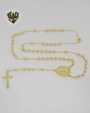 (1-3364) Gold Laminate - 4.5mm Divine Child Rosary Necklace - 24" - BGO.
