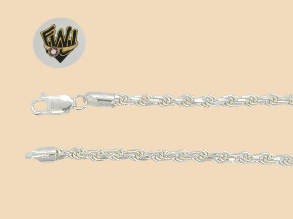 (2-0153) 925 Sterling Silver - 3.5mm Rope Link Anklet - 10