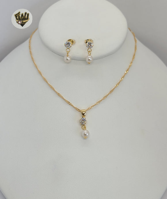 (1-6210) Gold Laminate - Pearls Set - BGO - Fantasy World Jewelry