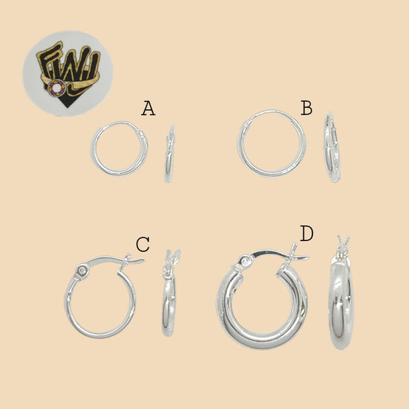 (2-4001) 925 Sterling Silver - Plain Round Huggies. - Fantasy World Jewelry