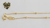(1-0058) Gold Laminate - 1mm Beaded Box Anklet - 10" - BGF - Fantasy World Jewelry