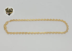 (1-0052) Gold Laminate - 3.5mm Heart Link Anklet - 10" - BGF - Fantasy World Jewelry