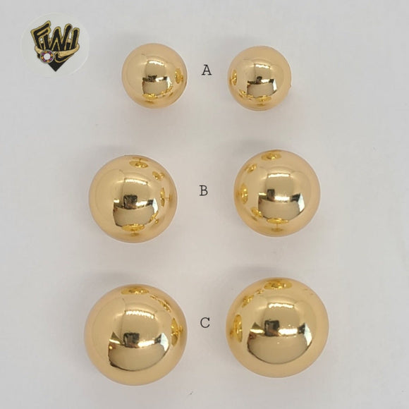 (1-1076) Gold Laminate - Half Ball Earrings - BGO - Fantasy World Jewelry
