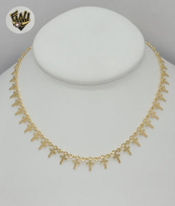 (1-6512) Gold Laminate - Crosses Necklace - 14" - BGF - Fantasy World Jewelry