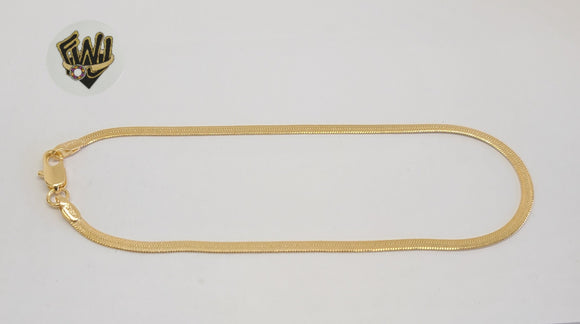 (1-0214) Gold Laminate - 2.5mm Herringbone Anklet - 10