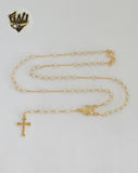 (1-3350-2) Gold Laminate - 3mm Guadalupe Virgin Rosary Necklace - 18" - BGF.