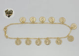 (1-0144) Gold Laminate - 2mm Figaro Link Coin Charms Anklet - 10" - BGF - Fantasy World Jewelry
