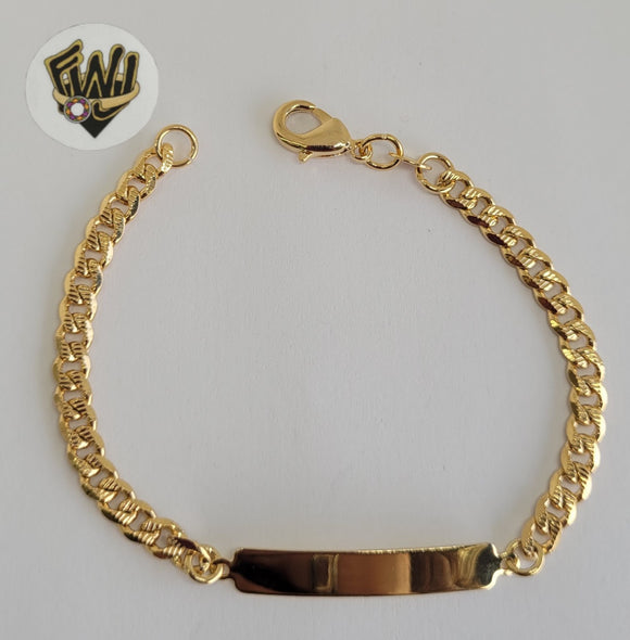 (1-0952) Gold Laminate - 4mm Curb Link Baby Bracelet - 6