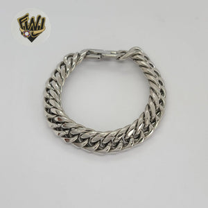 (4-4079) Acero inoxidable: pulsera para hombre con eslabones dobles de 13,5 mm.