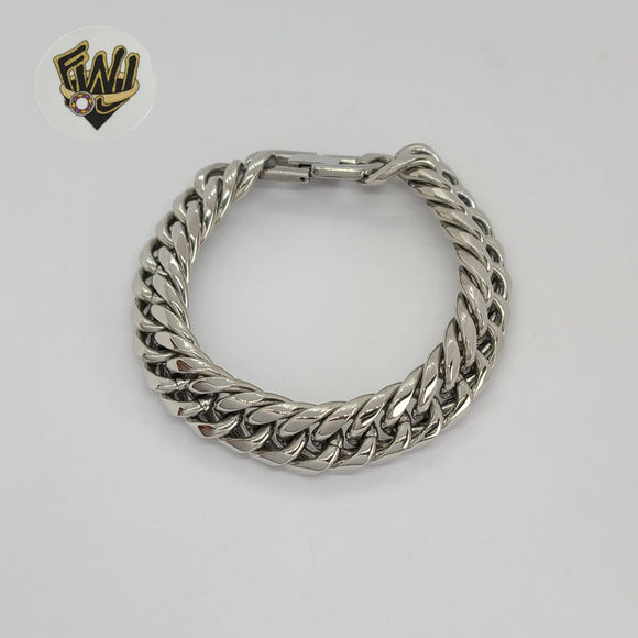 (4-4079) Stainless Steel - 13.5mm Double Curb Link Men Bracelet.