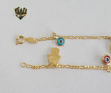 (1-0147) Gold Laminate - 2.5mm Figaro Link Anklet with Charms - 10" - BGF - Fantasy World Jewelry