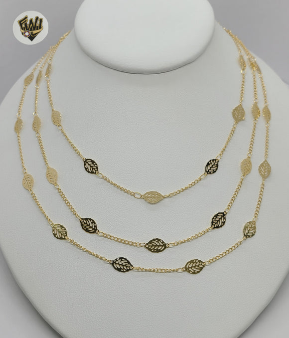 (1-6273) Gold Laminate - Leaf Layering Necklace - BGF - Fantasy World Jewelry