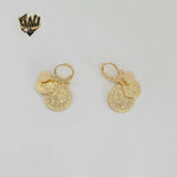 (1-2978) Gold Laminated - Coin Charms Hoops - BGF